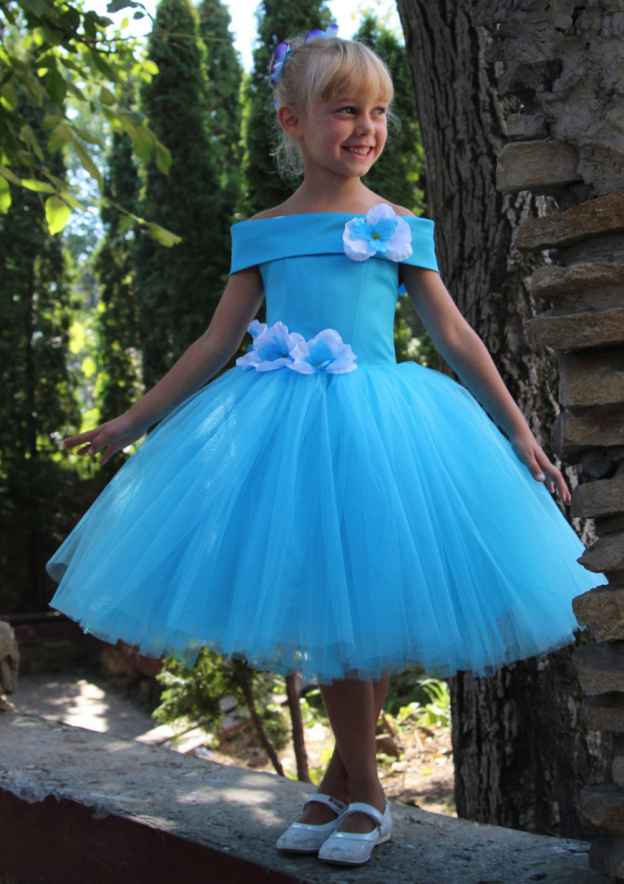Charming Tulle Bateau Neck Knee-Length Ball Gown Flower Girl Dress with Appliqued BM bride