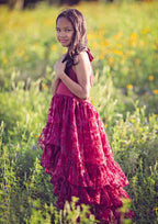 Charming Lace Square Neckline Floor-Length A-line Flower Girl Dress with Ruffles BM bride