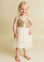 Stunning Tulle V-Neck Knee-Length A-line Flower Girl Dress with Sequins BM bride