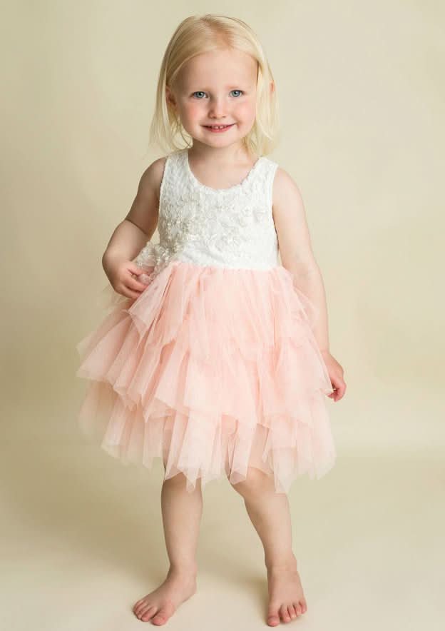 Elegant Tulle Bateau Neck Knee-Length A-line Flower Girl Dress with Lace BM bride