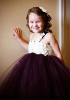 Lovely Sleeveless One-Shoulder Ankle-Length Tulle A-line Flower Girl Dress with Appliqued BM bride