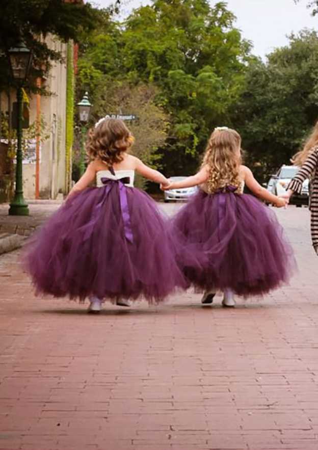 Lovely Sleeveless One-Shoulder Ankle-Length Tulle A-line Flower Girl Dress with Appliqued BM bride