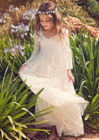 Elegant Lace Bateau Neck Ankle-Length A-line Flower Girl Dress BM bride