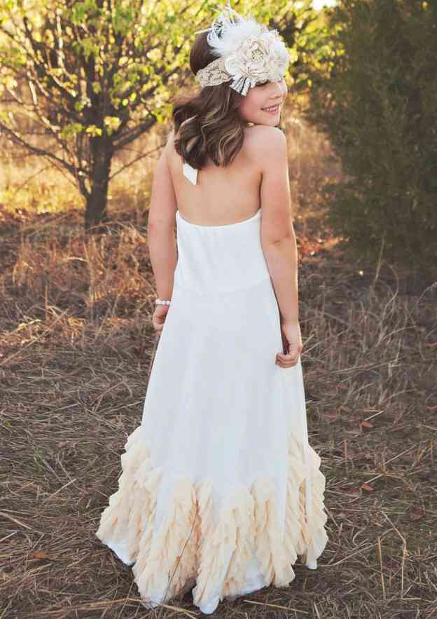 Elegant Satin Bateau Neck Floor-Length A-line Flower Girl Dress with Appliqued BM bride
