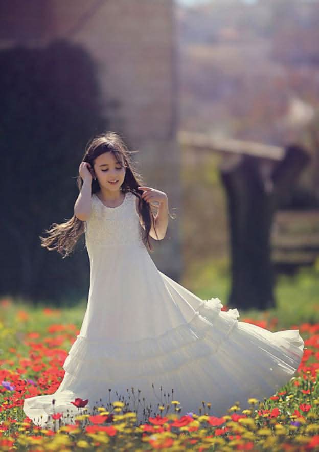 Elegant Chiffon Bateau Neck Floor-Length A-line Flower Girl Dress with Lace BM bride