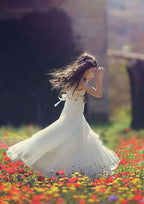 Elegant Chiffon Bateau Neck Floor-Length A-line Flower Girl Dress with Lace BM bride