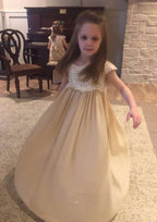 Sweet Chiffon Bateau Neck Floor-Length A-line Flower Girl Dress with Lace BM bride