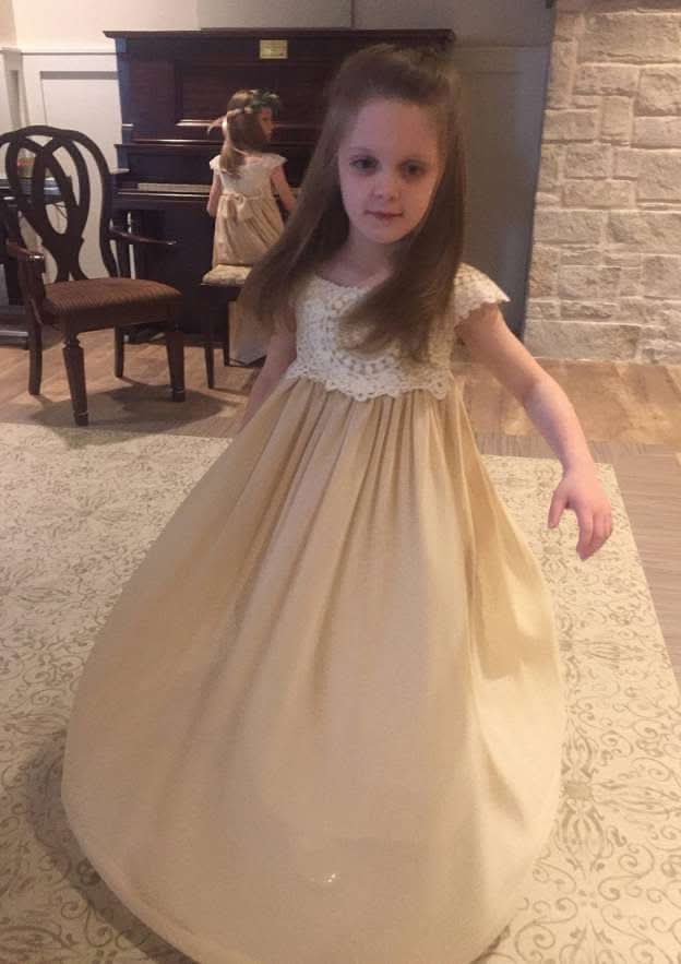 Sweet Chiffon Bateau Neck Floor-Length A-line Flower Girl Dress with Lace BM bride