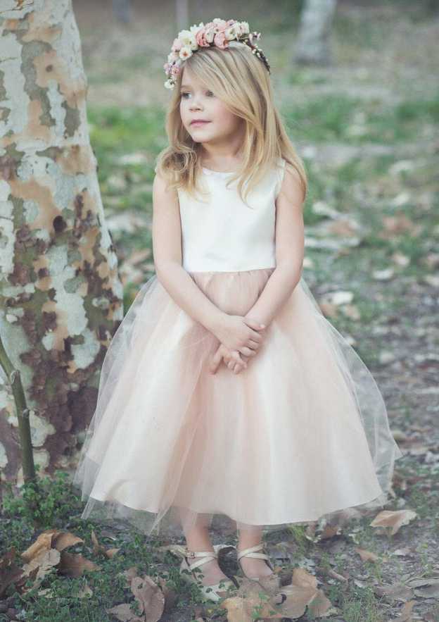 Lovely Tulle Bateau Neck Ankle-Length A-line Flower Girl Dress BM bride