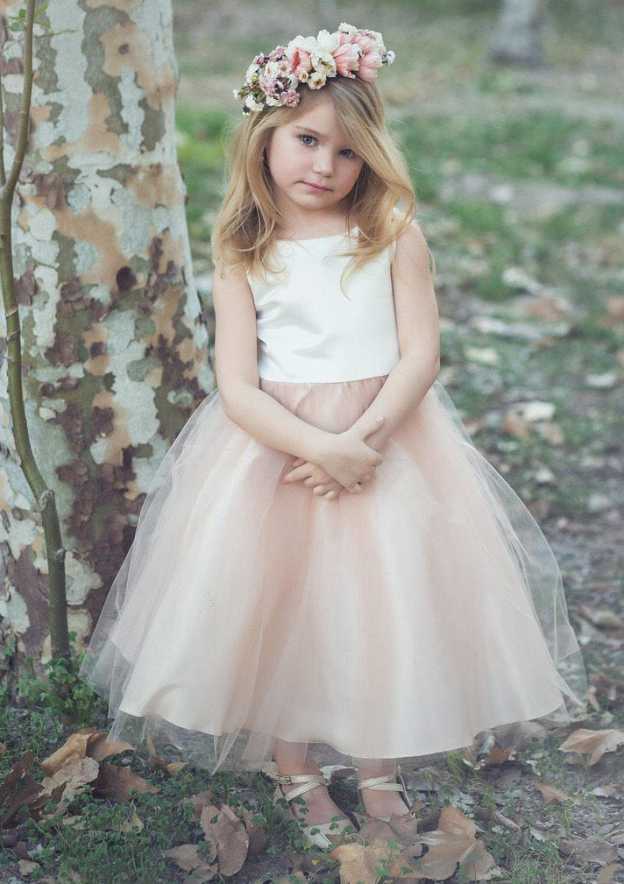 Lovely Tulle Bateau Neck Ankle-Length A-line Flower Girl Dress BM bride