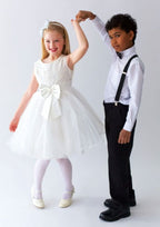 Adorable Tulle Bateau Neck Knee-Length A-line Flower Girl Dress with Lace BM bride