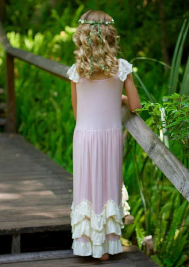 Stylish Jersey Scoop Neck Ankle-Length A-line Flower Girl Dress with Pleated BM bride