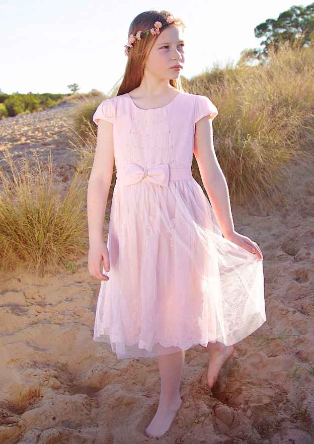 Lovely Tulle Bateau Neck Knee-Length A-line Flower Girl Dress with Beading BM bride