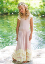 Stylish Jersey Scoop Neck Ankle-Length A-line Flower Girl Dress with Pleated BM bride