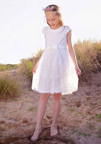Lovely Tulle Bateau Neck Knee-Length A-line Flower Girl Dress with Beading BM bride