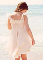 Lovely Chiffon Square Neckline Knee-Length A-line Flower Girl Dress with Lace BM bride