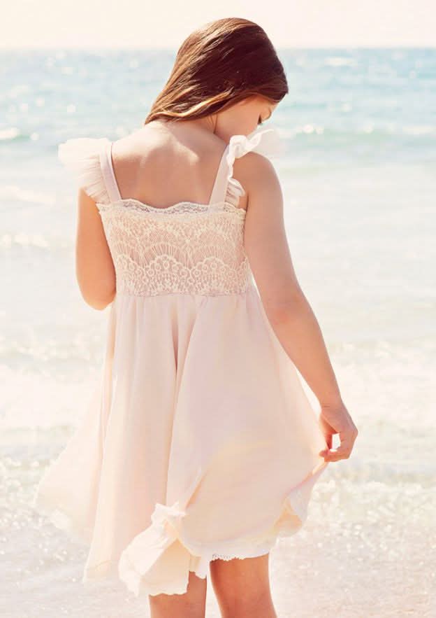 Lovely Chiffon Square Neckline Knee-Length A-line Flower Girl Dress with Lace BM bride
