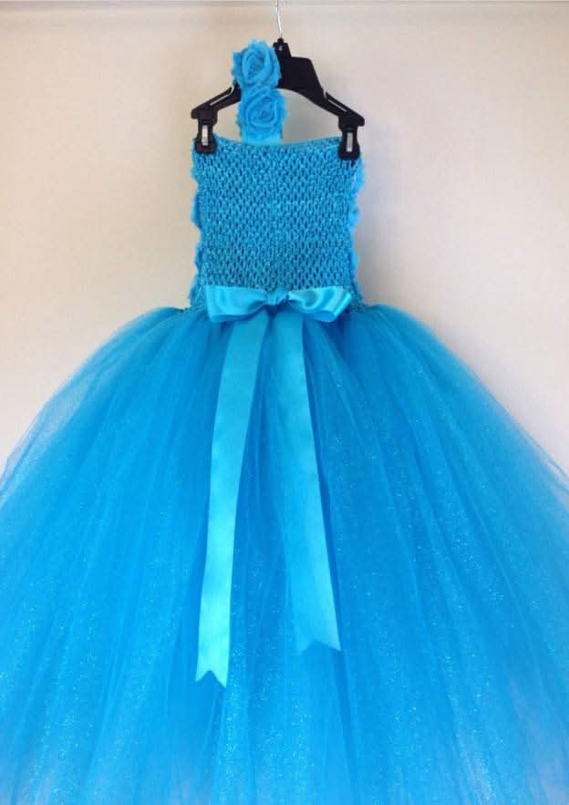 Sweet Tulle One-Shoulder Floor-Length A-line Flower Girl Dress with Bowknot BM bride