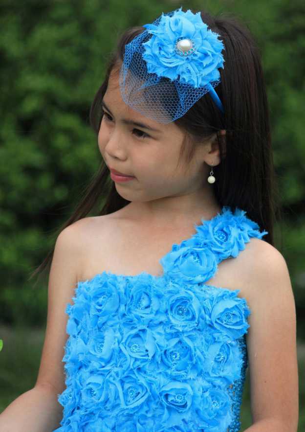 Sweet Tulle One-Shoulder Floor-Length A-line Flower Girl Dress with Bowknot BM bride