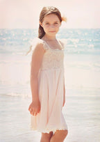 Lovely Chiffon Square Neckline Knee-Length A-line Flower Girl Dress with Lace BM bride