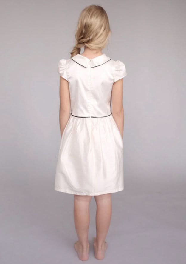 Lovely Satin Bateau Neck Knee-Length A-line Flower Girl Dress BM bride