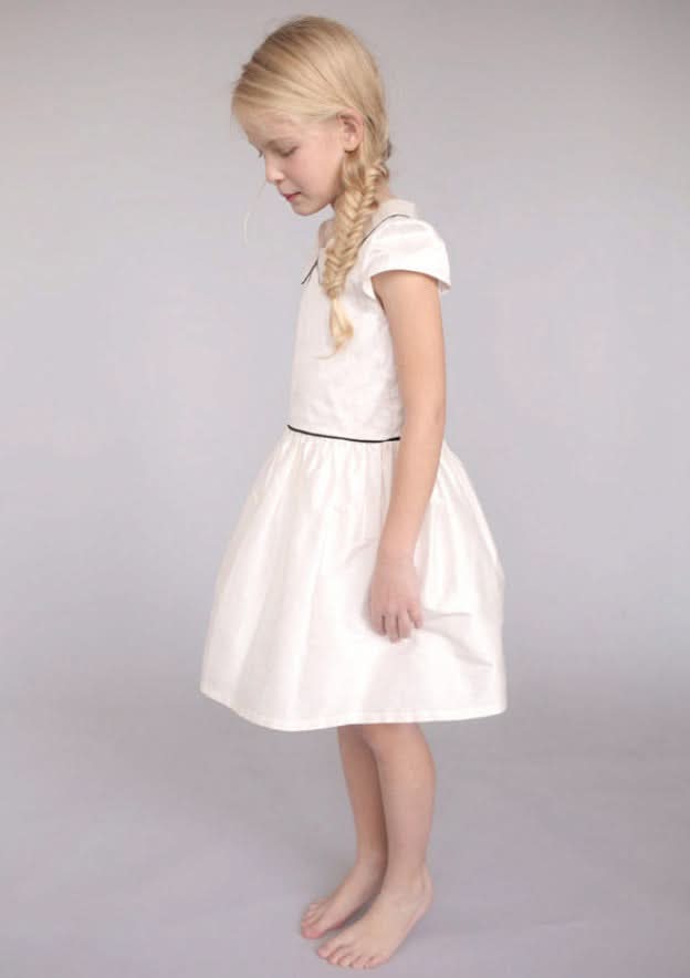 Lovely Satin Bateau Neck Knee-Length A-line Flower Girl Dress BM bride