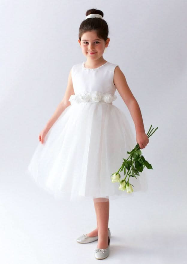 Sweet Tulle Bateau Neck Knee-Length A-line Flower Girl Dress with Appliqued BM bride