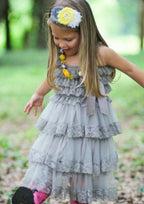 Lovely Tulle Square Neckline Tea-Length A-line Flower Girl Dress with Lace BM bride