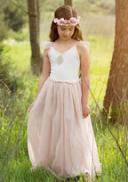 Stylish Chiffon V-Neck Floor-Length A-line Flower Girl Dress with Pleating BM bride