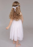 Sweet Lace Square Neckline Tea-Length A-line Flower Girl Dress with Waistband BM bride