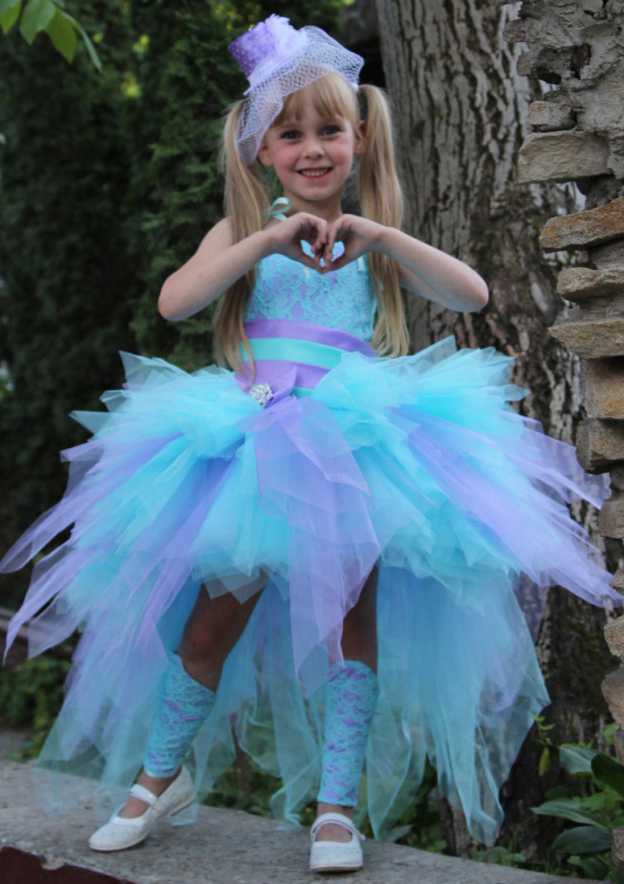 Elegant Tulle Square Neckline Asymmetrical Ball Gown Flower Girl Dress with Lace BM bride