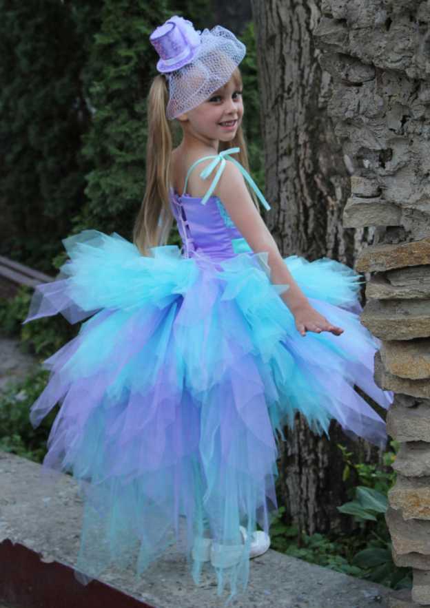 Elegant Tulle Square Neckline Asymmetrical Ball Gown Flower Girl Dress with Lace BM bride