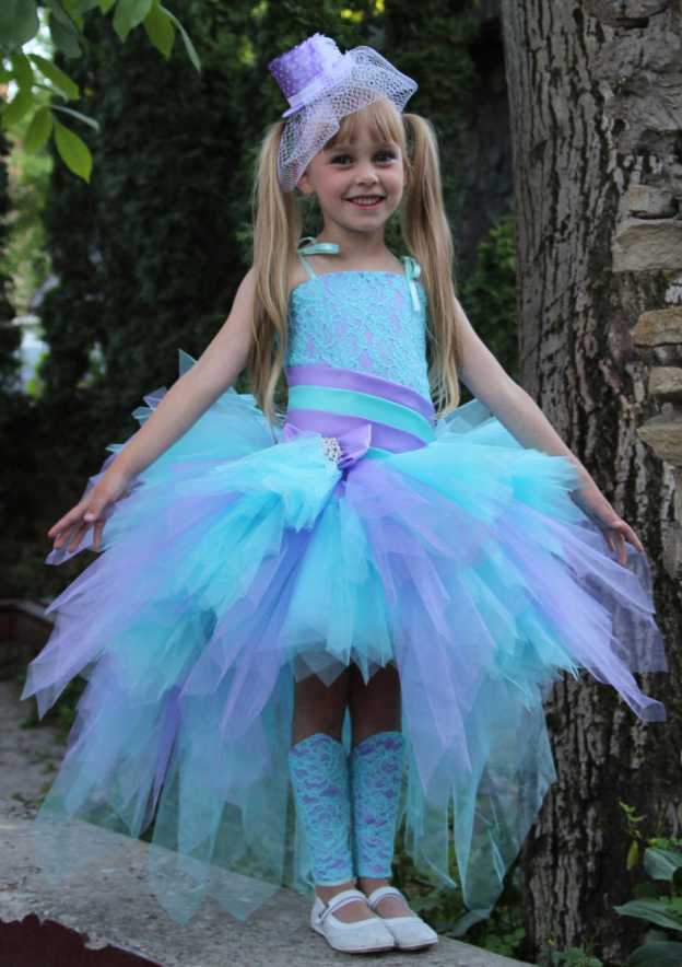 Elegant Tulle Square Neckline Asymmetrical Ball Gown Flower Girl Dress with Lace BM bride