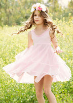Charming Chiffon Scoop Neck Knee-Length A-line Flower Girl Dress with Pleating BM bride