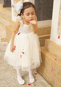 Graceful Tulle Square Neckline Tea-Length A-line Flower Girl Dress with Lace BM bride