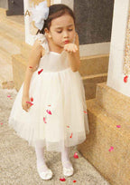 Graceful Tulle Square Neckline Tea-Length A-line Flower Girl Dress with Lace BM bride
