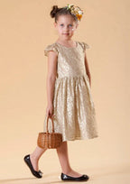 Graceful Lace Bateau Neck Knee-Length A-line Flower Girl Dress with Pleated BM bride