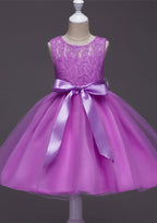 Charming Organza Bateau Neck Tea-Length A-line Flower Girl Dress with Waistband BM bride