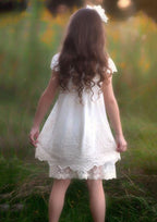 Elegant Lace Bateau Neck Knee-Length A-line Flower Girl Dress with Appliqued BM bride