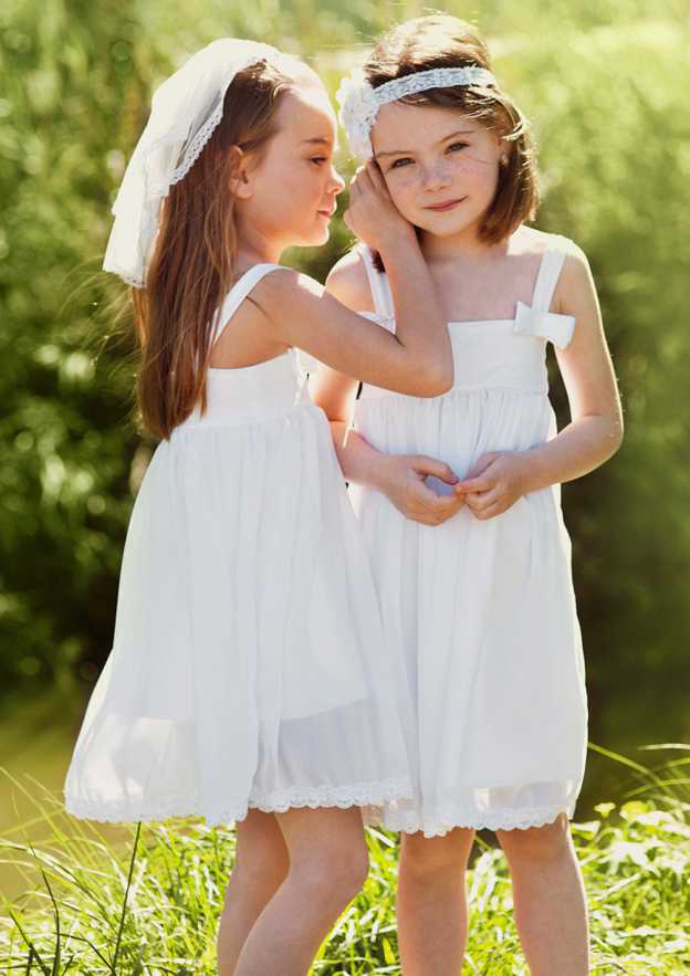 Elegant Chiffon Square Neckline Knee-Length A-line Flower Girl Dress with Pleating BM bride