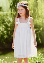 Elegant Chiffon Square Neckline Knee-Length A-line Flower Girl Dress with Pleating BM bride