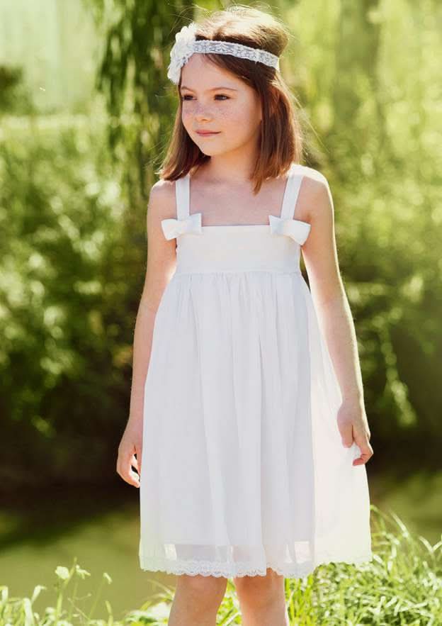 Elegant Chiffon Square Neckline Knee-Length A-line Flower Girl Dress with Pleating BM bride