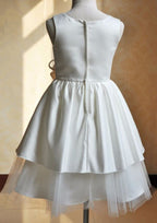 Lovely Tulle Bateau Neck Knee-Length A-line Flower Girl Dress with Waistband BM bride