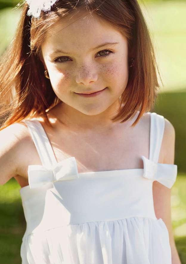 Elegant Chiffon Square Neckline Knee-Length A-line Flower Girl Dress with Pleating BM bride