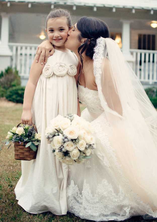 Elegant Satin Bateau Neck Floor-Length A-line Flower Girl Dress with Appliqued BM bride