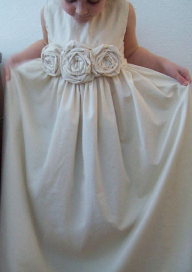 Elegant Satin Bateau Neck Floor-Length A-line Flower Girl Dress with Appliqued BM bride