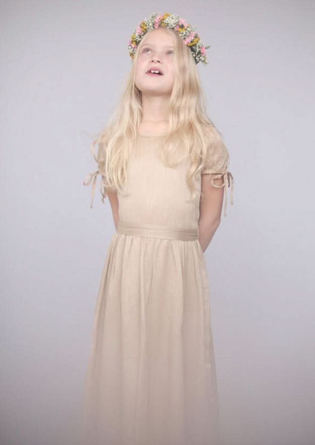 Elegant Lace Bateau Neck Ankle-Length A-line Flower Girl Dress with Waistband BM bride