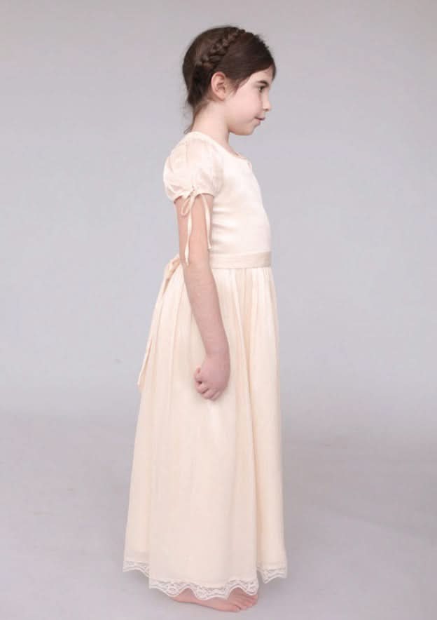 Elegant Lace Bateau Neck Ankle-Length A-line Flower Girl Dress with Waistband BM bride