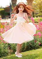 Graceful Chiffon Square Neckline Knee-Length A-line Flower Girl Dress with Bowknot BM bride