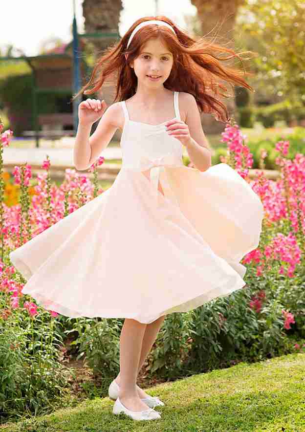 Graceful Chiffon Square Neckline Knee-Length A-line Flower Girl Dress with Bowknot BM bride